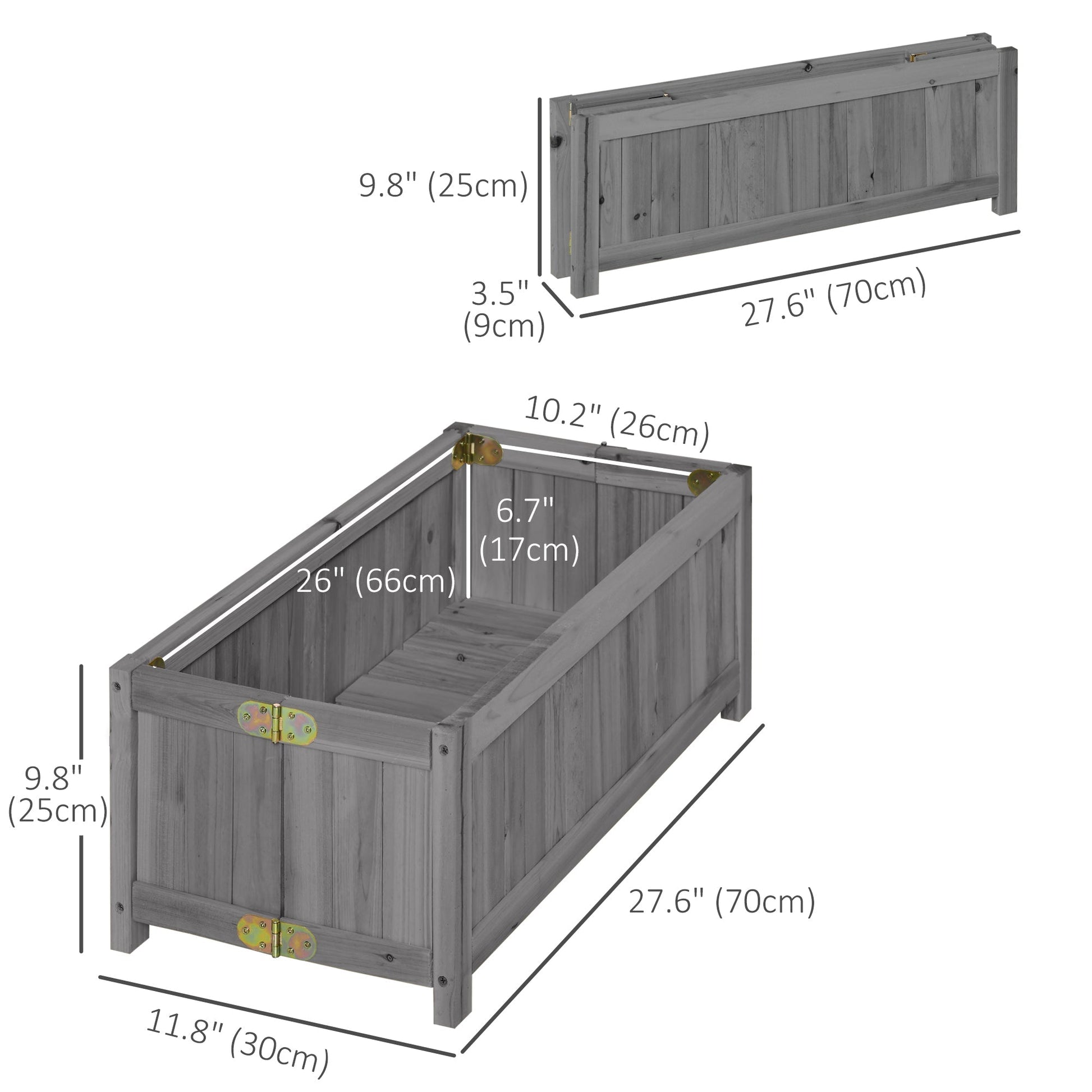 Foldable Elevated Planter Box, Wooden Raised Garden Bed for Backyard, Patio to Grow Vegetables, Herbs, Flowers, Grey Wooden Planter Boxes   at Gallery Canada