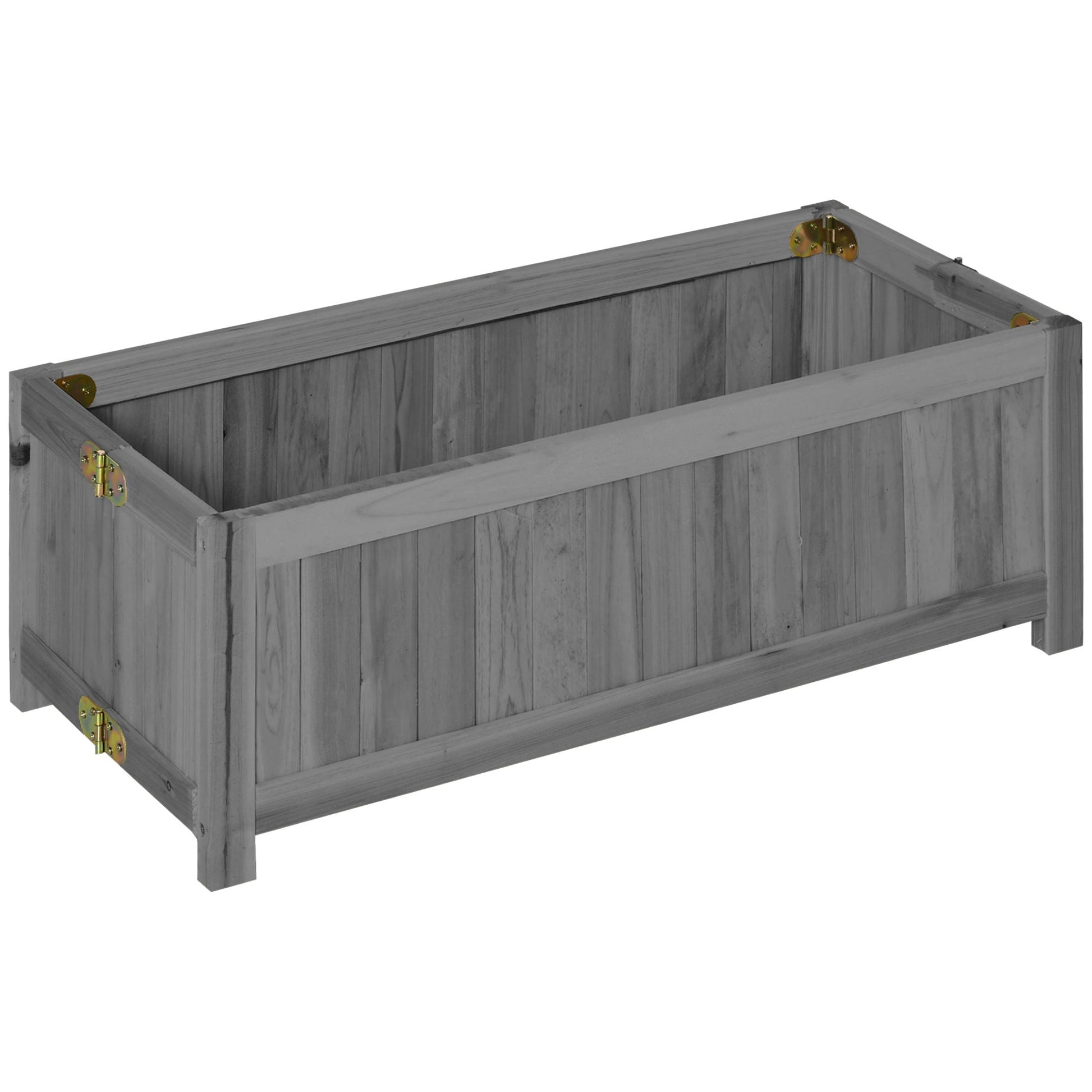 Foldable Elevated Planter Box, Wooden Raised Garden Bed for Backyard, Patio to Grow Vegetables, Herbs, Flowers, Grey Wooden Planter Boxes Grey  at Gallery Canada