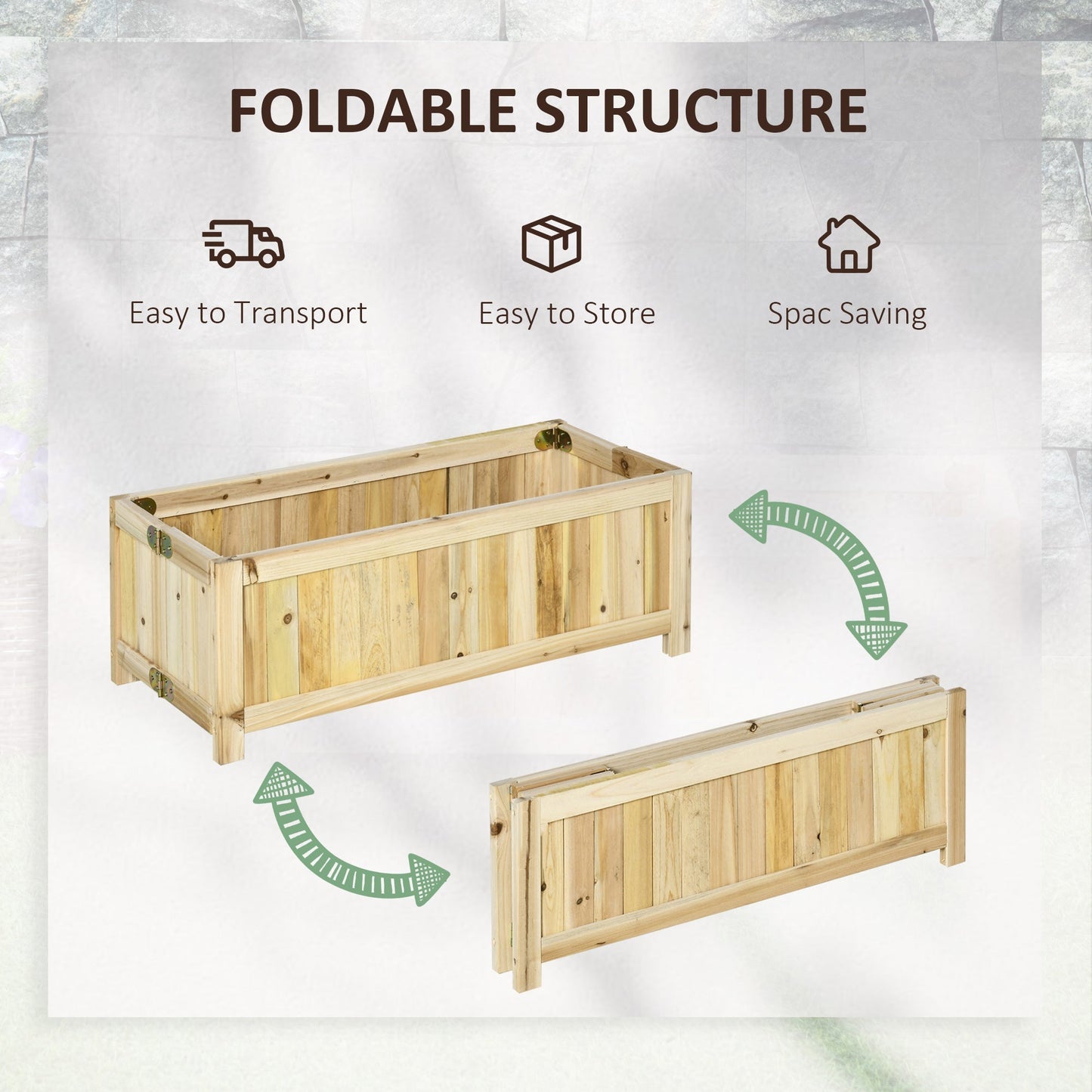 Foldable Elevated Planter Box, Wooden Raised Garden Bed for Backyard, Patio to Grow Vegetables, Herbs, Flowers, Natural Wooden Planter Boxes   at Gallery Canada