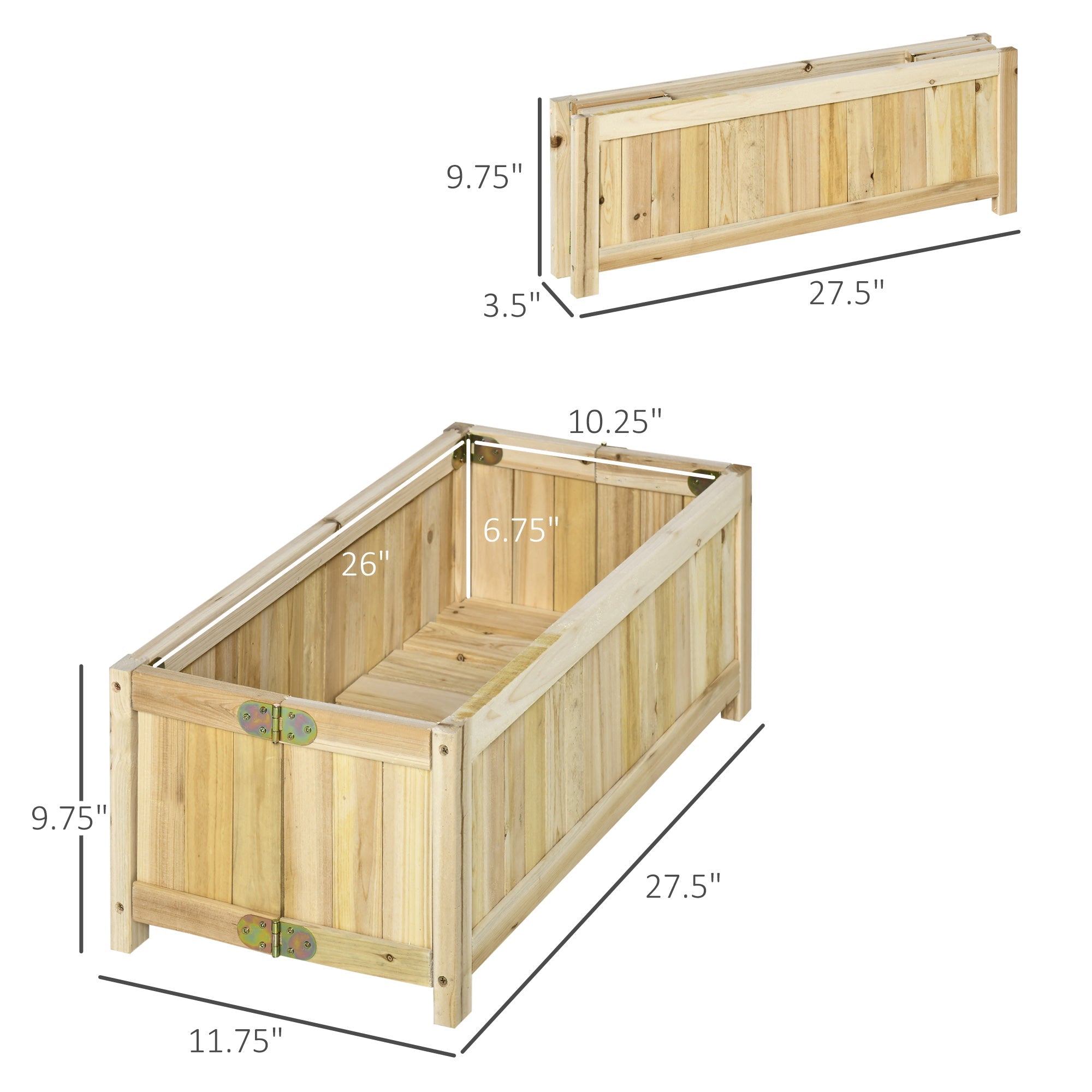 Foldable Elevated Planter Box, Wooden Raised Garden Bed for Backyard, Patio to Grow Vegetables, Herbs, Flowers, Natural Wooden Planter Boxes   at Gallery Canada