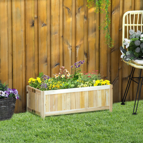 Foldable Elevated Planter Box, Wooden Raised Garden Bed for Backyard, Patio to Grow Vegetables, Herbs, Flowers, Natural