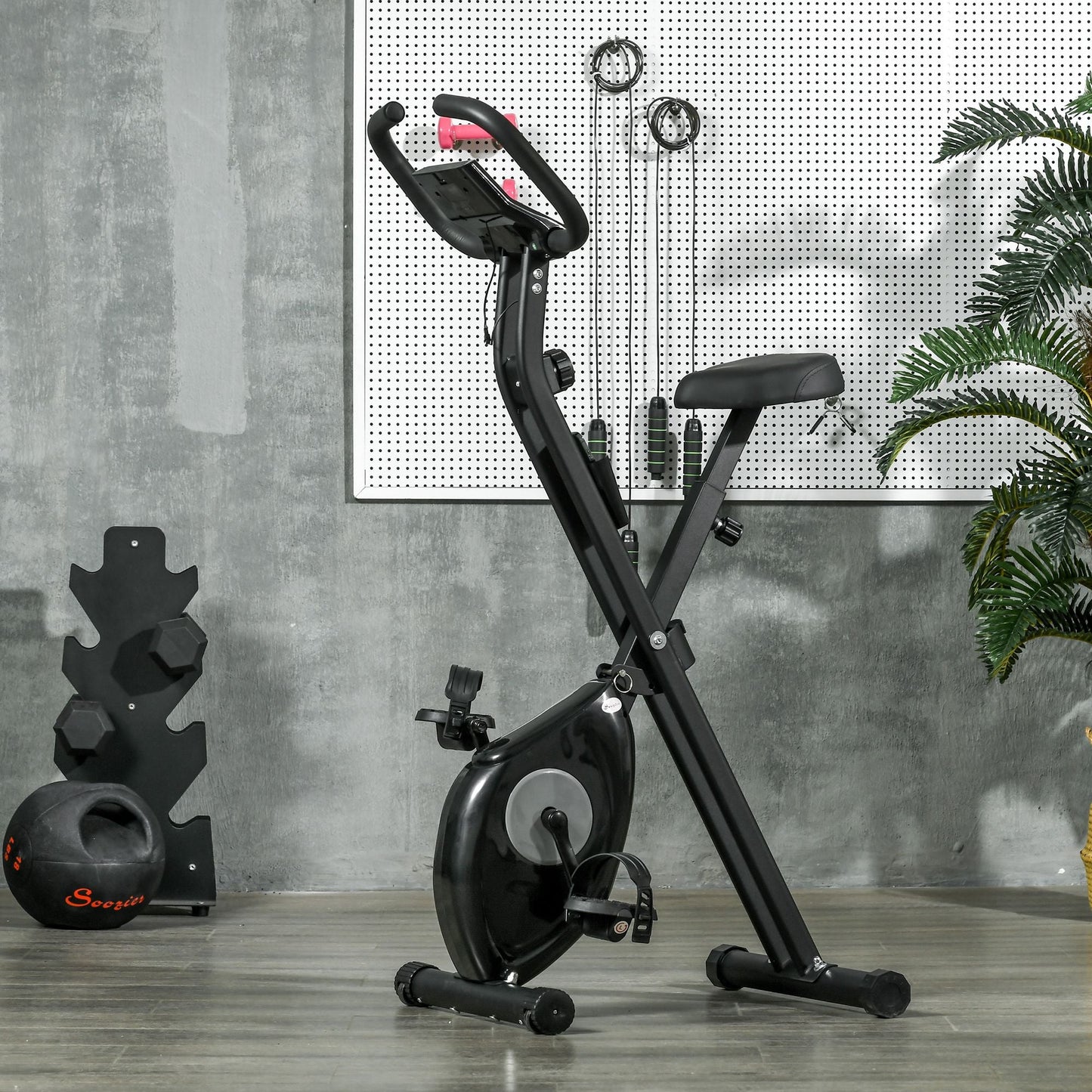 Foldable Exercise Bike Indoor Stationary Bike w/ 8-Level Magnetic Resistance LCD Screen Phone Holder for Home Gym Black Exercise & Stationary Bikes   at Gallery Canada