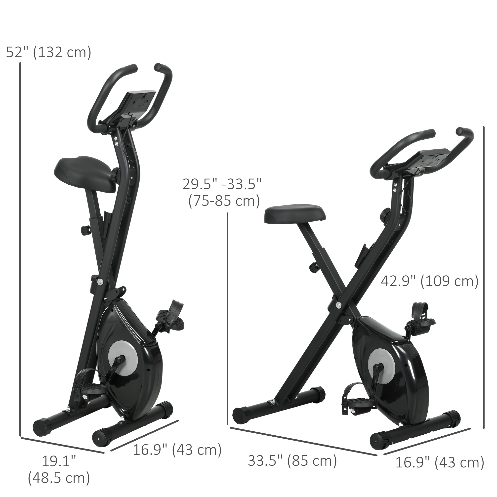 Foldable Exercise Bike Indoor Stationary Bike w/ 8-Level Magnetic Resistance LCD Screen Phone Holder for Home Gym Black Exercise & Stationary Bikes   at Gallery Canada