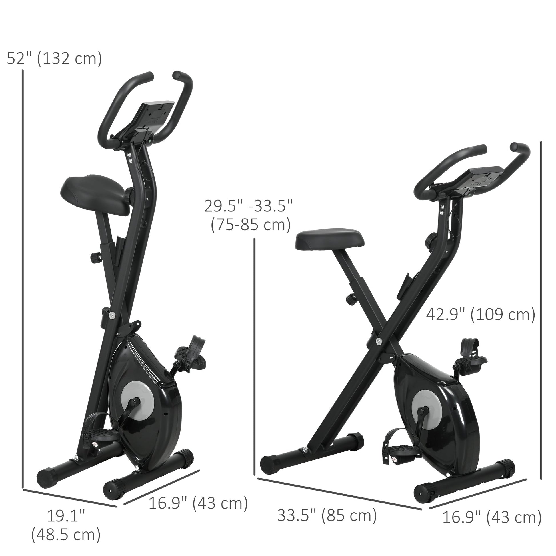 Foldable Exercise Bike Indoor Stationary Bike w/ 8-Level Magnetic Resistance LCD Screen Phone Holder for Home Gym Black Exercise & Stationary Bikes   at Gallery Canada