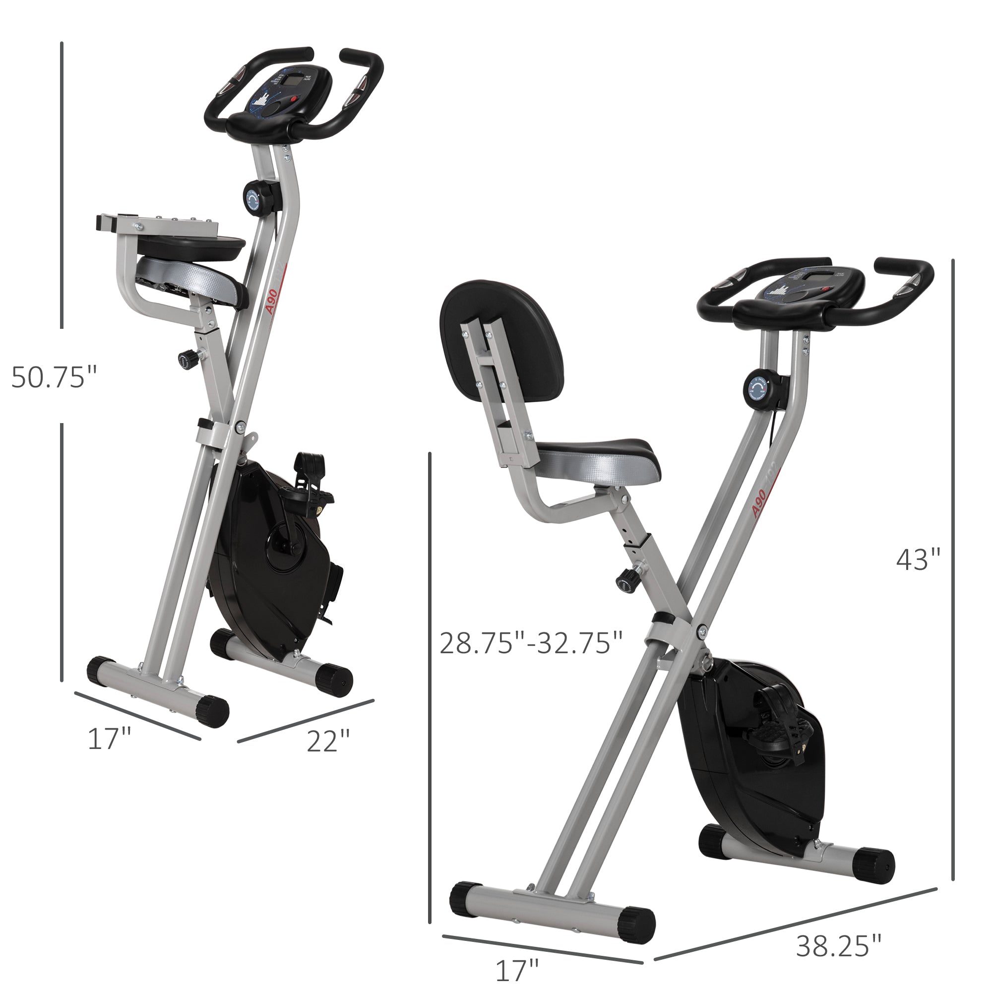 Foldable Exercise Bike with 8 Levels of Magnetic Resistance, Indoor Stationary Bike, X Bike, LCD Monitor, for Cardio Workout, Black Exercise & Stationary Bikes   at Gallery Canada