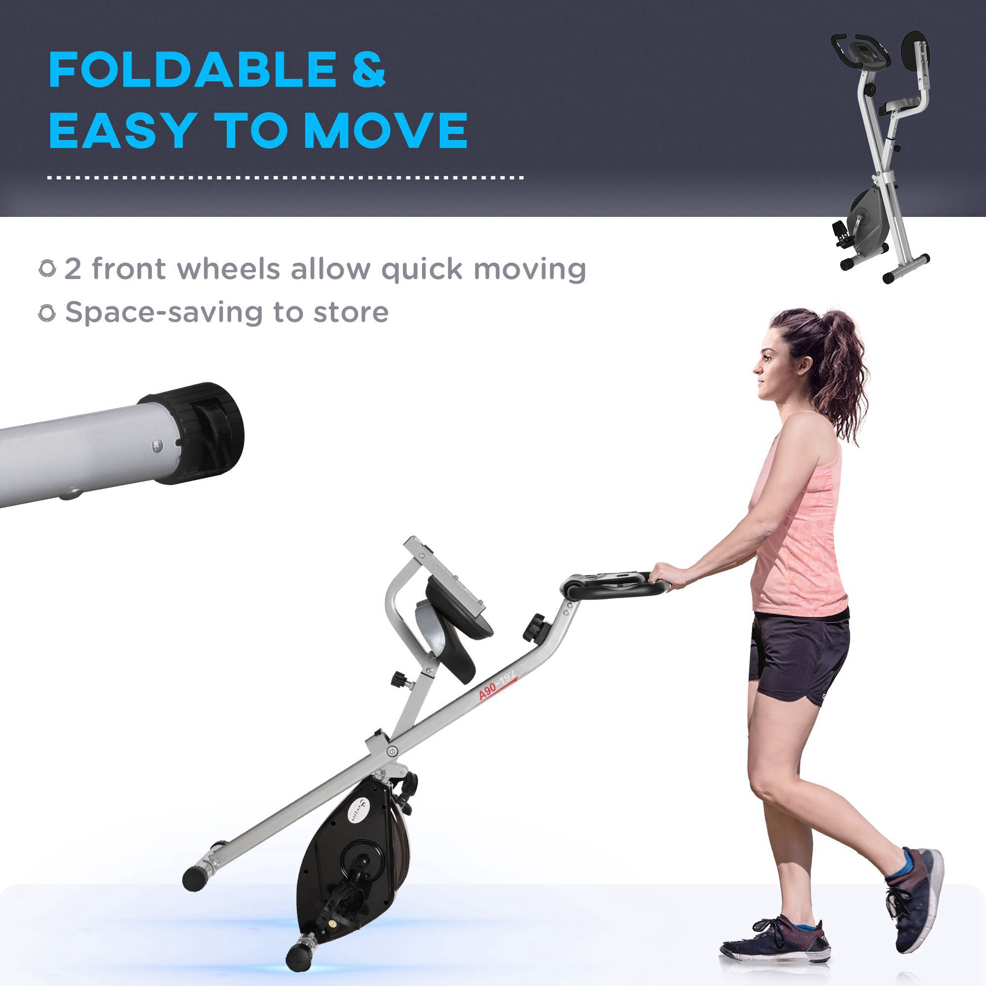 Foldable Exercise Bike with 8 Levels of Magnetic Resistance, Indoor Stationary Bike, X Bike, LCD Monitor, for Cardio Workout, Black Exercise & Stationary Bikes   at Gallery Canada