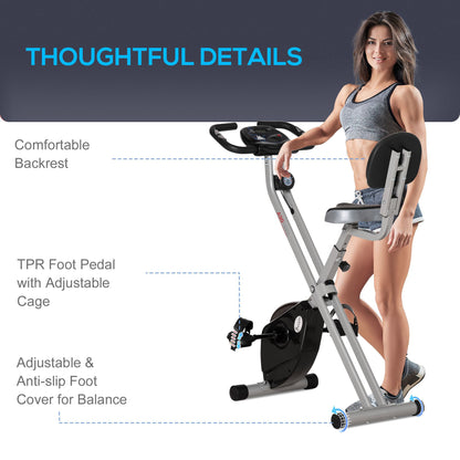 Foldable Exercise Bike with 8 Levels of Magnetic Resistance, Indoor Stationary Bike, X Bike, LCD Monitor, for Cardio Workout, Black Exercise & Stationary Bikes   at Gallery Canada