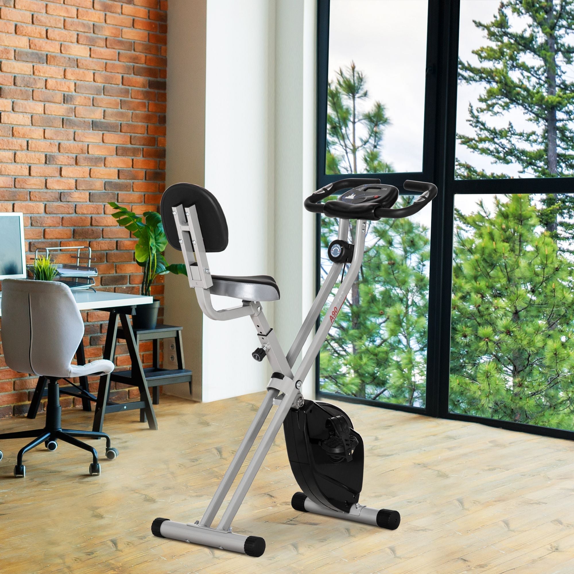 Foldable Exercise Bike with 8 Levels of Magnetic Resistance, Indoor Stationary Bike, X Bike, LCD Monitor, for Cardio Workout, Black Exercise & Stationary Bikes   at Gallery Canada