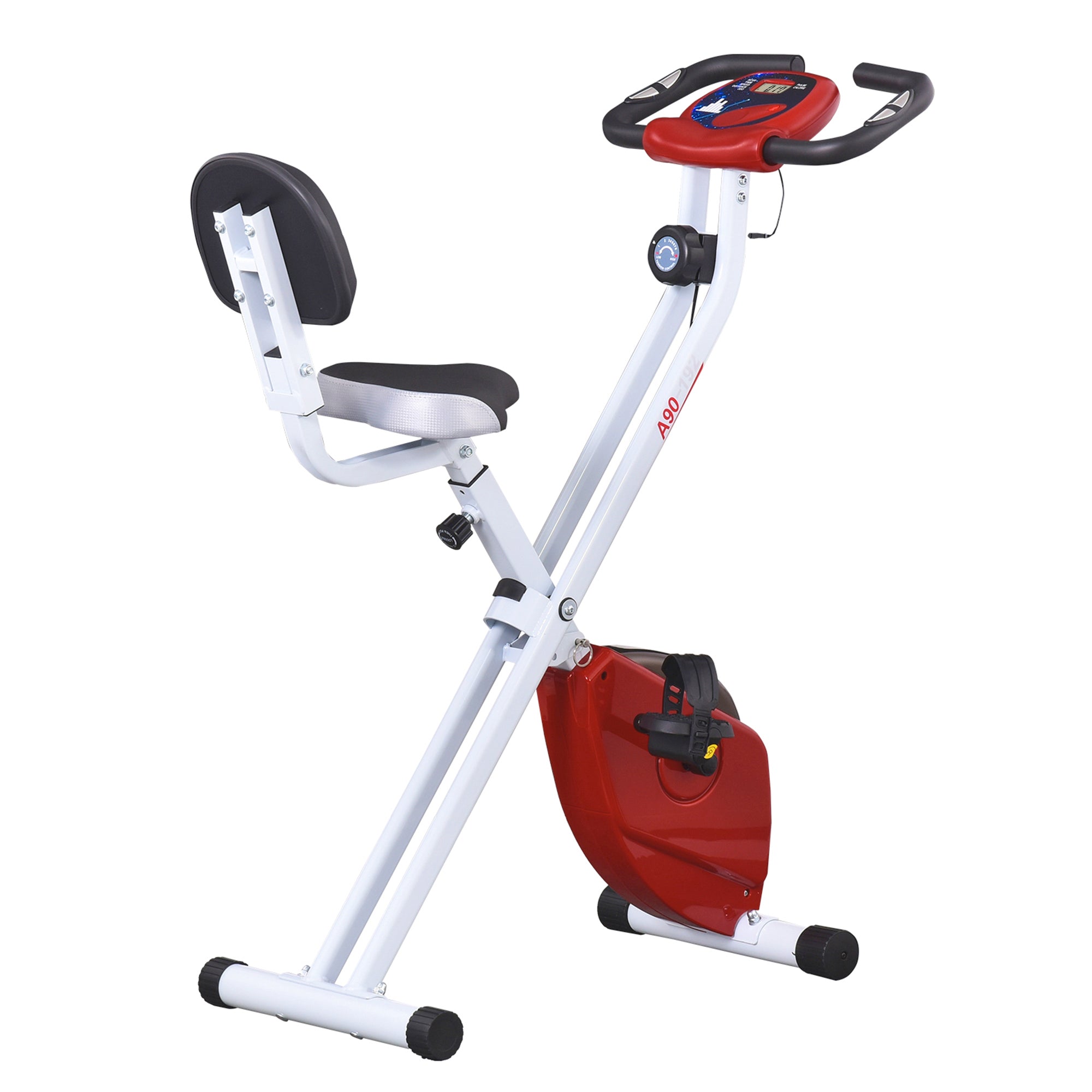 Foldable Exercise Bike with 8 Levels of Magnetic Resistance, Indoor Stationary Bike, X Bike, LCD Monitor, for Cardio Workout, Red Exercise & Stationary Bikes   at Gallery Canada