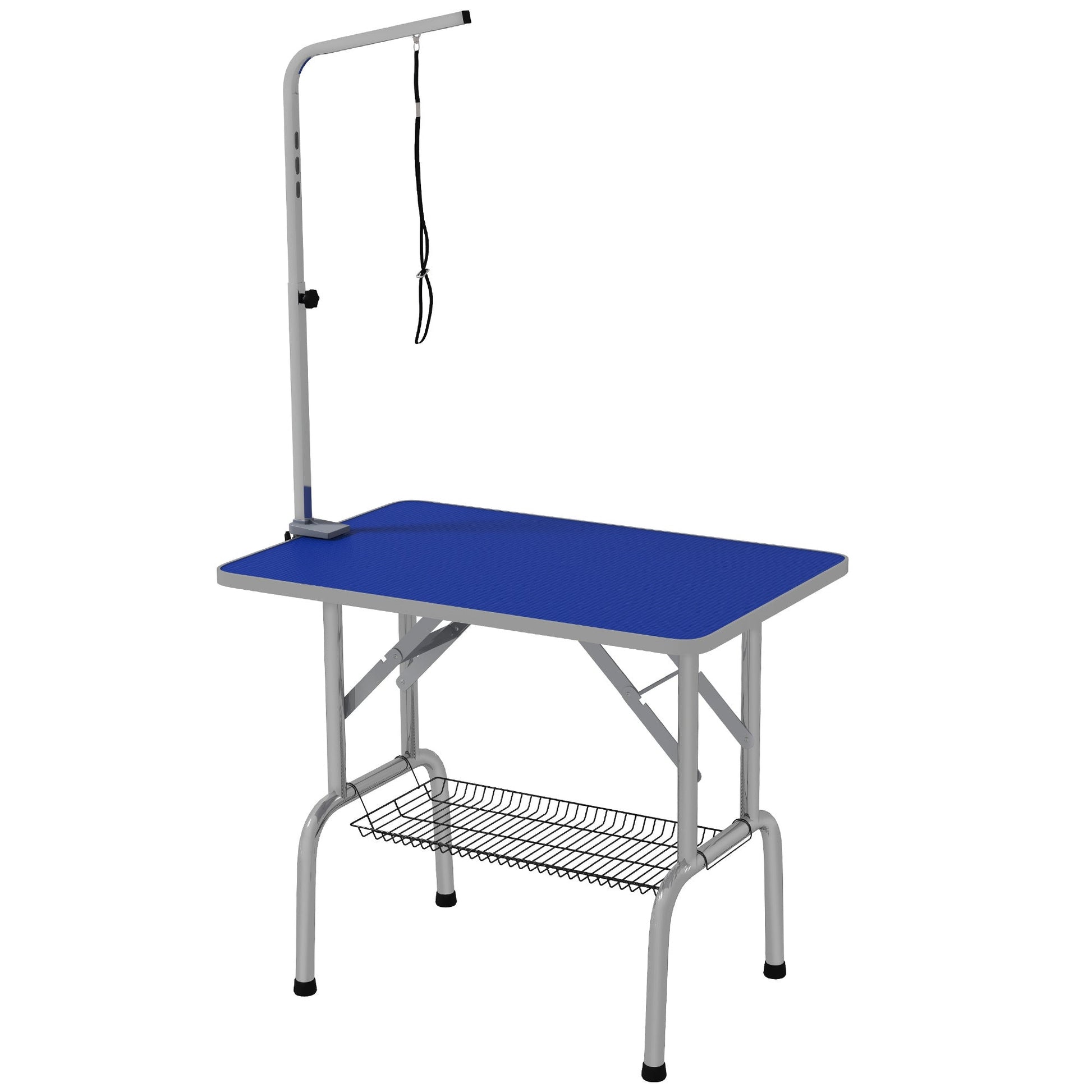 Foldable Grooming Table for Dogs with Height Adjustable Grooming Arm, Storage Shelf, Blue Dog Grooming Tables Multi Colour  at Gallery Canada