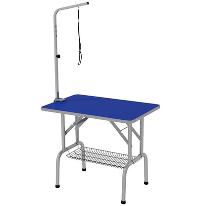 Foldable Grooming Table for Dogs with Height Adjustable Grooming Arm, Storage Shelf, Blue Dog Grooming Tables Multi Colour  at Gallery Canada