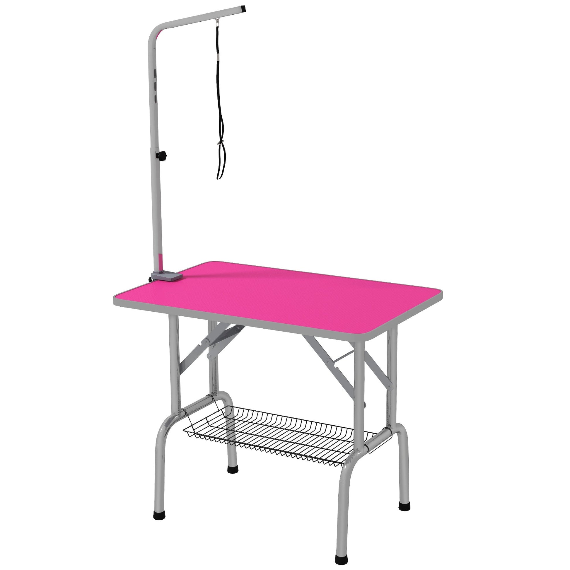 Foldable Grooming Table for Dogs with Height Adjustable Grooming Arm, Storage Shelf, Pink Dog Grooming Tables Multi Colour  at Gallery Canada