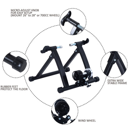 Foldable Indoor Bike Trainer, Stationary Bicycle Stand for Riding Exercise, 26-28" &; 700C Wheels, Black Bike Trainer Stands   at Gallery Canada