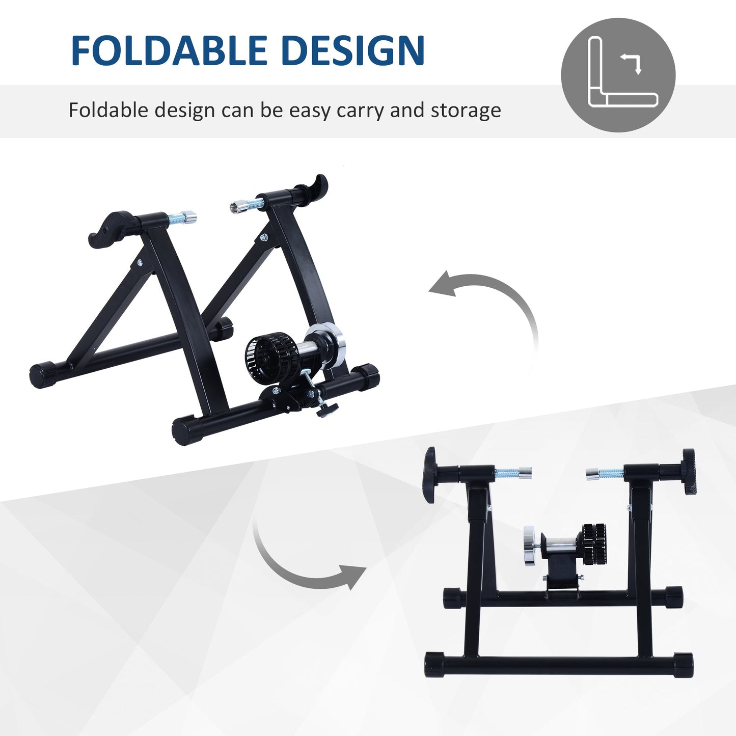 Foldable Indoor Bike Trainer, Stationary Bicycle Stand for Riding Exercise, 26-28" &; 700C Wheels, Black Bike Trainer Stands   at Gallery Canada