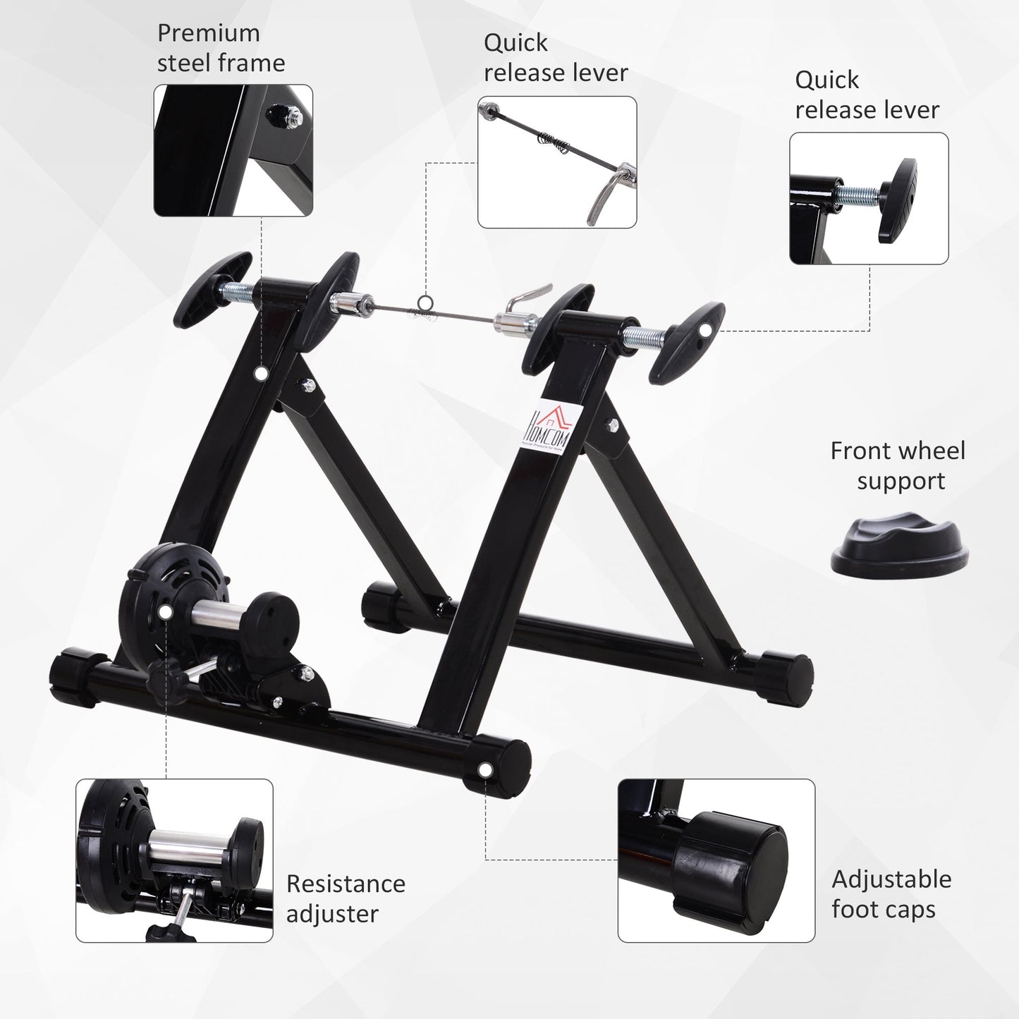 Foldable Indoor Bike Trainer Stand for 26-28" & 700C Wheels with Riser Block, Black Bike Trainer Stands   at Gallery Canada