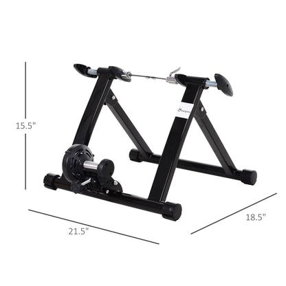 Foldable Indoor Bike Trainer Stand for 26-28" & 700C Wheels with Riser Block, Black Bike Trainer Stands   at Gallery Canada