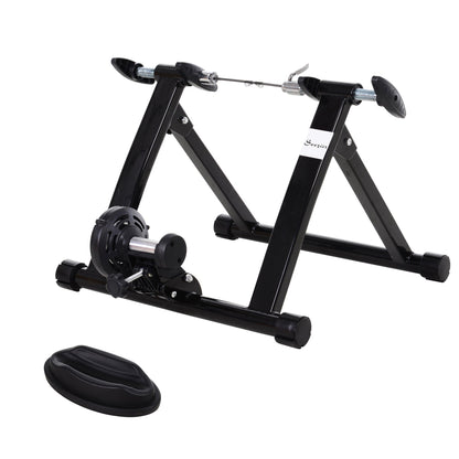 Foldable Indoor Bike Trainer Stand for 26-28" & 700C Wheels with Riser Block, Black Bike Trainer Stands Black  at Gallery Canada