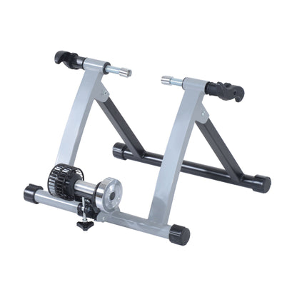 Foldable Indoor Bike Trainer, Stationary Bicycle Stand for Riding Exercise, 26-28" &; 700C Wheels, Silver Bike Trainer Stands Silver  at Gallery Canada