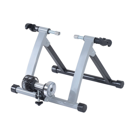 Foldable Indoor Bike Trainer, Stationary Bicycle Stand for Riding Exercise, 26-28" &; 700C Wheels, Silver - Gallery Canada