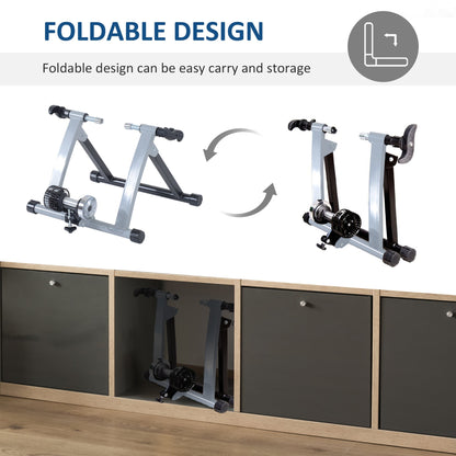 Foldable Indoor Bike Trainer, Stationary Bicycle Stand for Riding Exercise, 26-28" &; 700C Wheels, Silver Bike Trainer Stands   at Gallery Canada