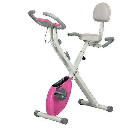 Foldable Magnetic Exercise Bike Indoor Stationary Upright Fitness Cycling Bike, 8 Level Quiet Magnetic Resistance, Pink Exercise & Stationary Bikes Multi Colour  at Gallery Canada