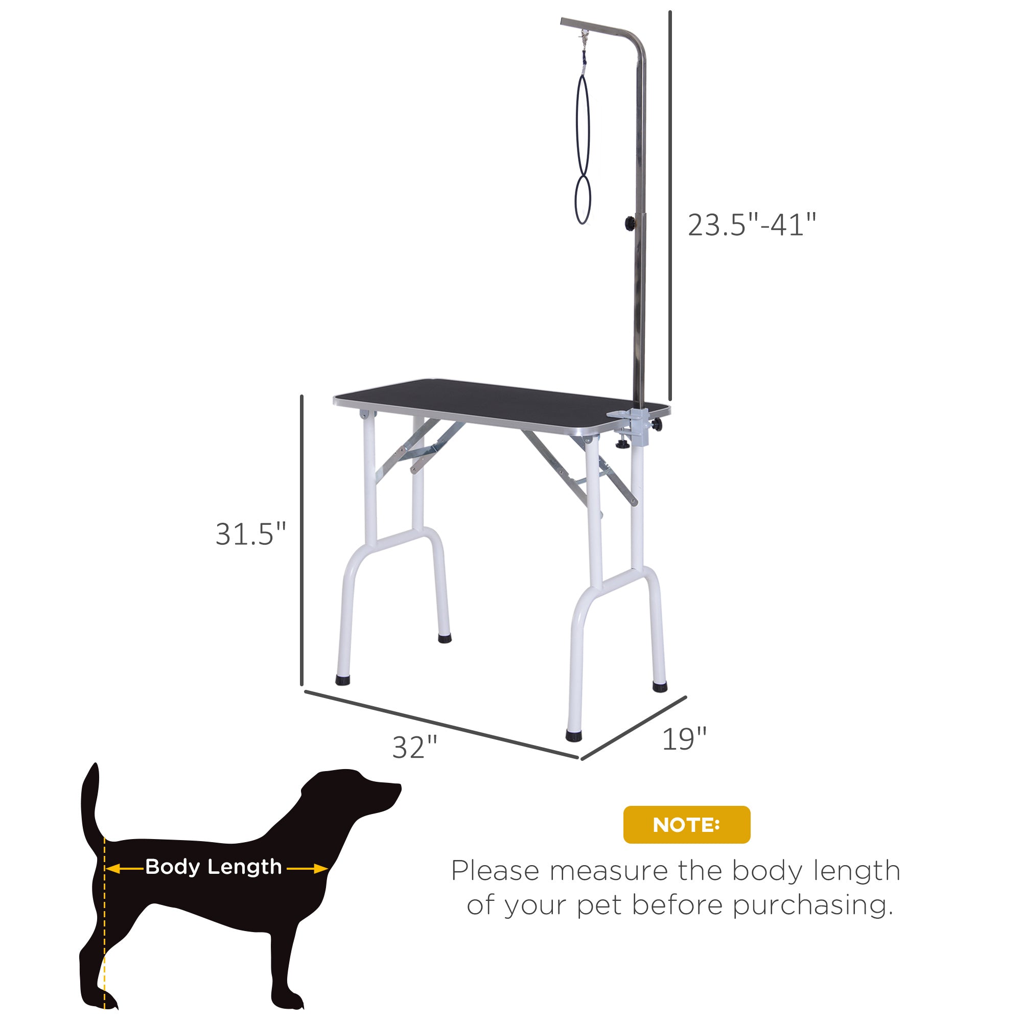 Foldable Pet Grooming Table for Dogs Cats with Adjustable Arm, Non-slip Surface, Black Dog Grooming Tables   at Gallery Canada