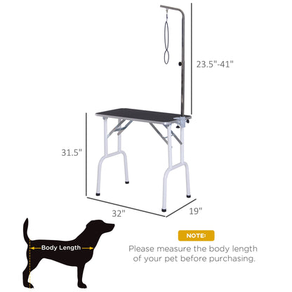 Foldable Pet Grooming Table for Dogs Cats with Adjustable Arm, Non-slip Surface, Black Dog Grooming Tables   at Gallery Canada