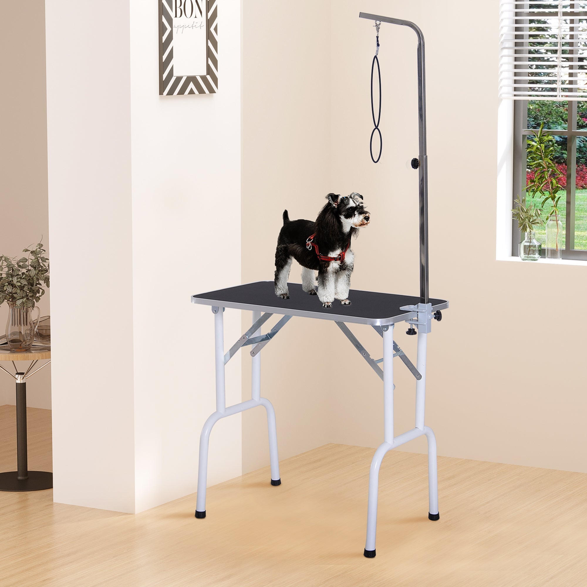 Foldable Pet Grooming Table for Dogs Cats with Adjustable Arm, Non-slip Surface, Black Dog Grooming Tables   at Gallery Canada