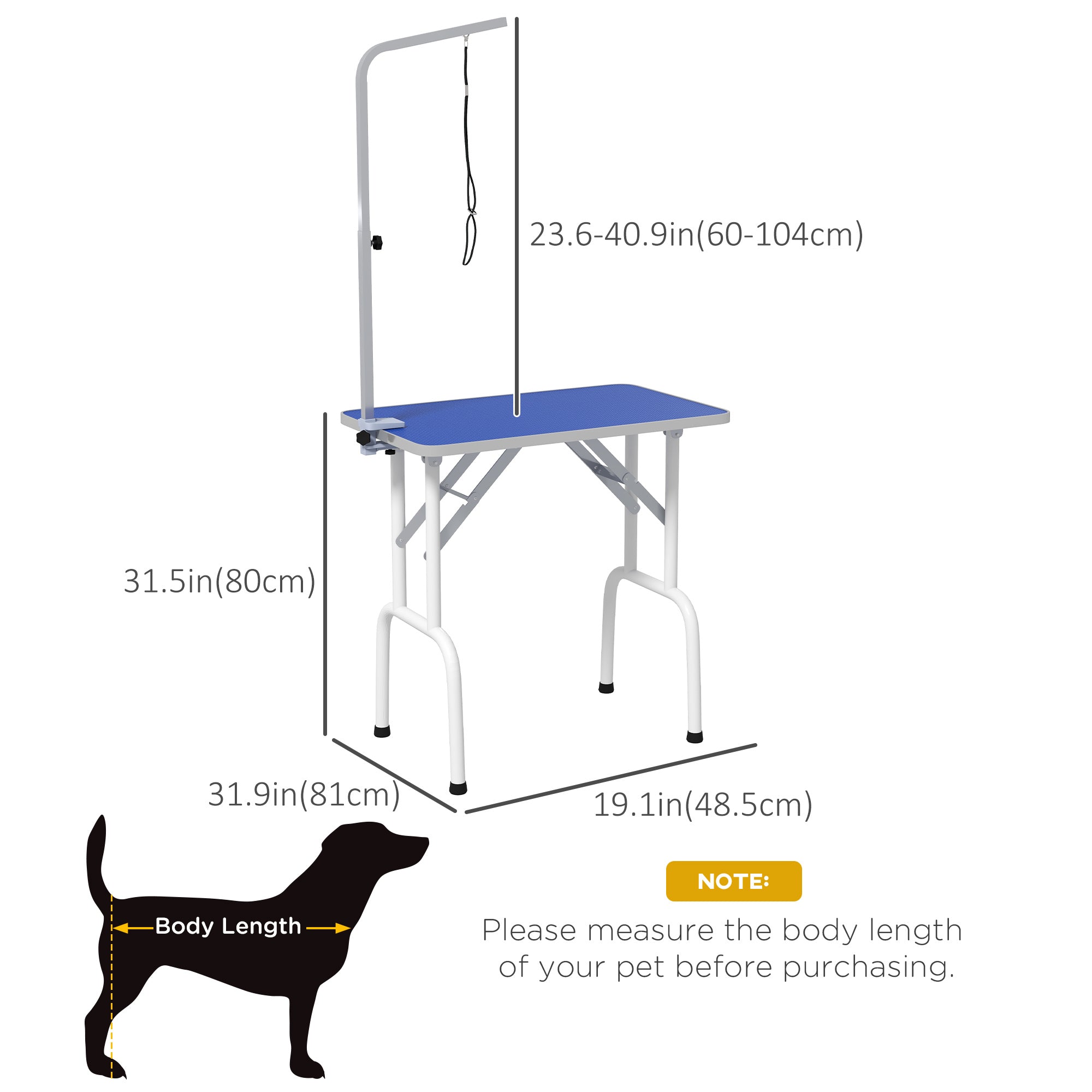 Foldable Pet Grooming Table for Dogs Cats with Adjustable Arm, Non-slip Surface, Blue Dog Grooming Tables   at Gallery Canada