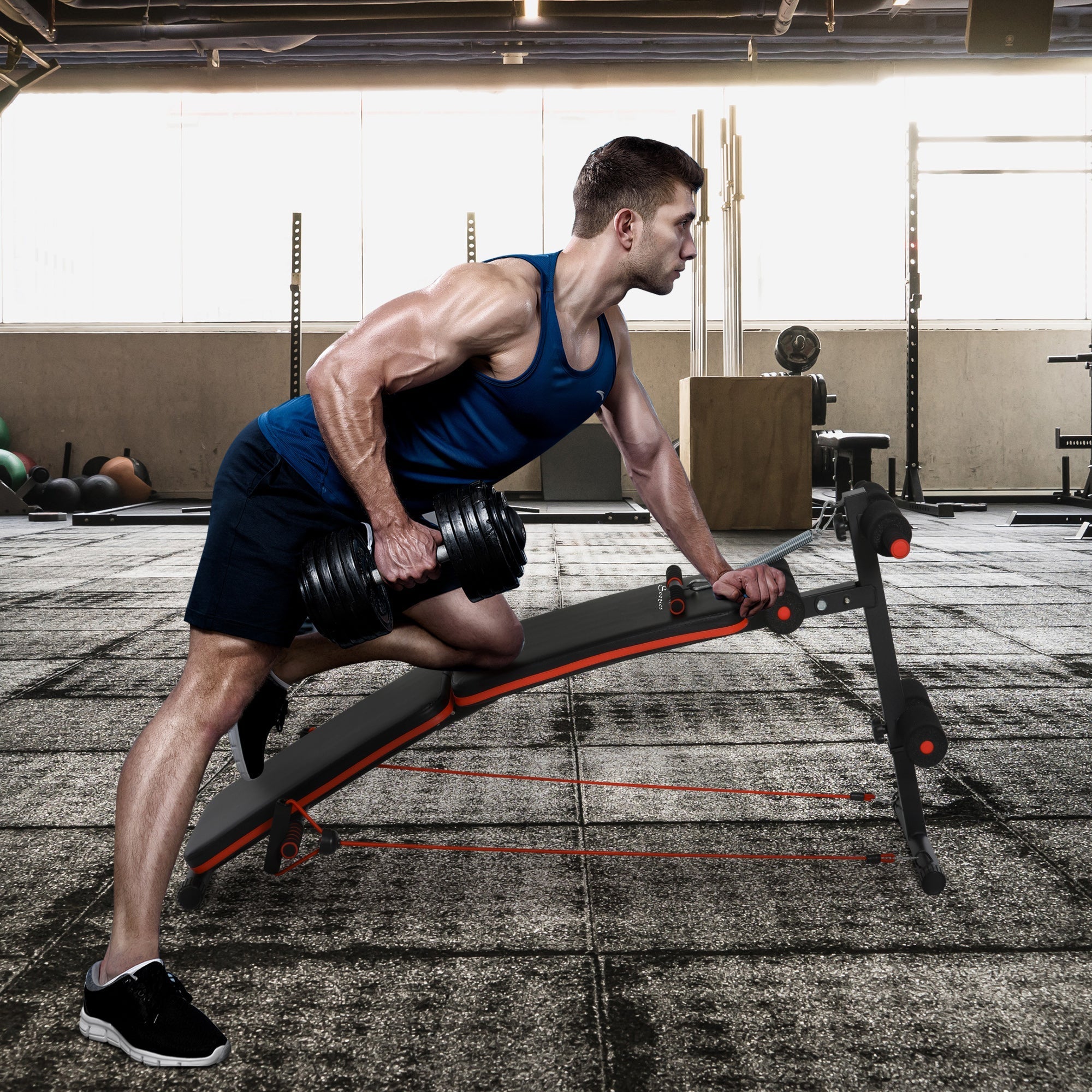 Foldable Sit Up Bench Core Workout for Home Gym Black Sit Up Benches   at Gallery Canada