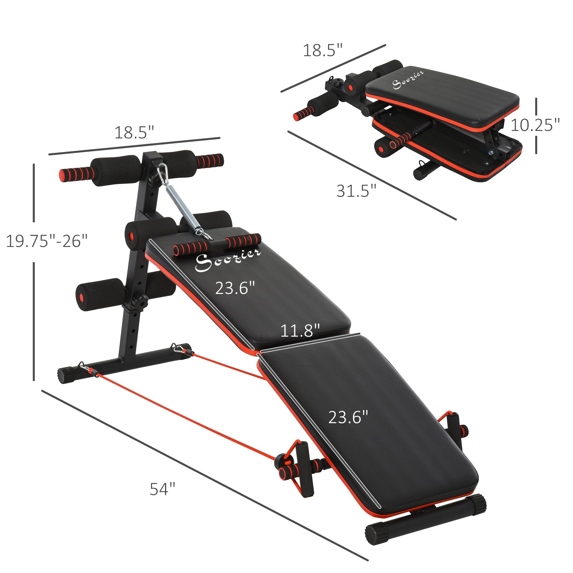 Foldable Sit Up Bench Core Workout for Home Gym Black Sit Up Benches   at Gallery Canada