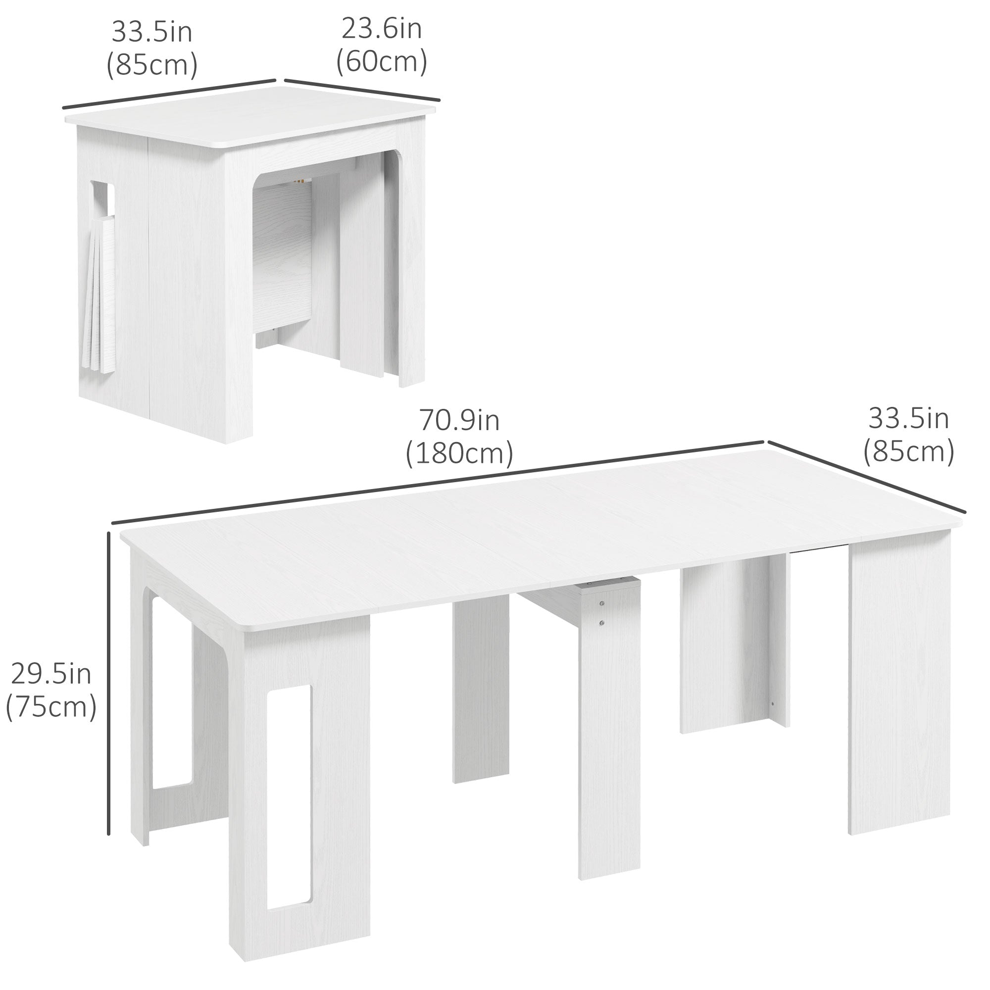 Foldable Table, Extendable Dining Table, Kitchen Table for Small Spaces, Seats up to 6 People, White Bar Tables & Dining Tables   at Gallery Canada