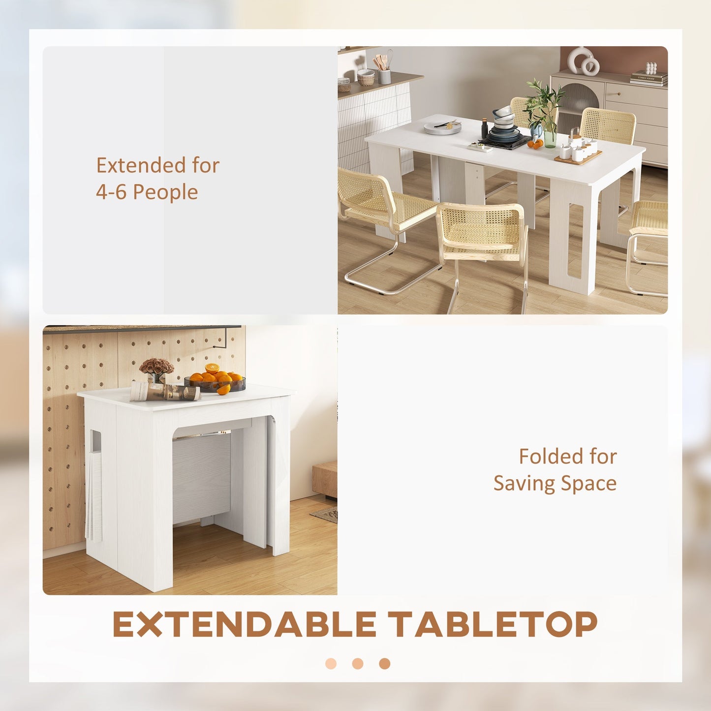 Foldable Table, Extendable Dining Table, Kitchen Table for Small Spaces, Seats up to 6 People, White Bar Tables & Dining Tables   at Gallery Canada