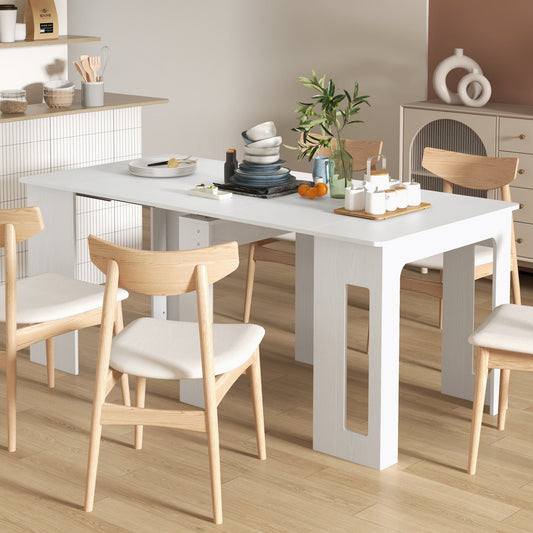 Foldable Table, Extendable Dining Table, Kitchen Table for Small Spaces, Seats up to 6 People, White Bar Tables & Dining Tables White  at Gallery Canada