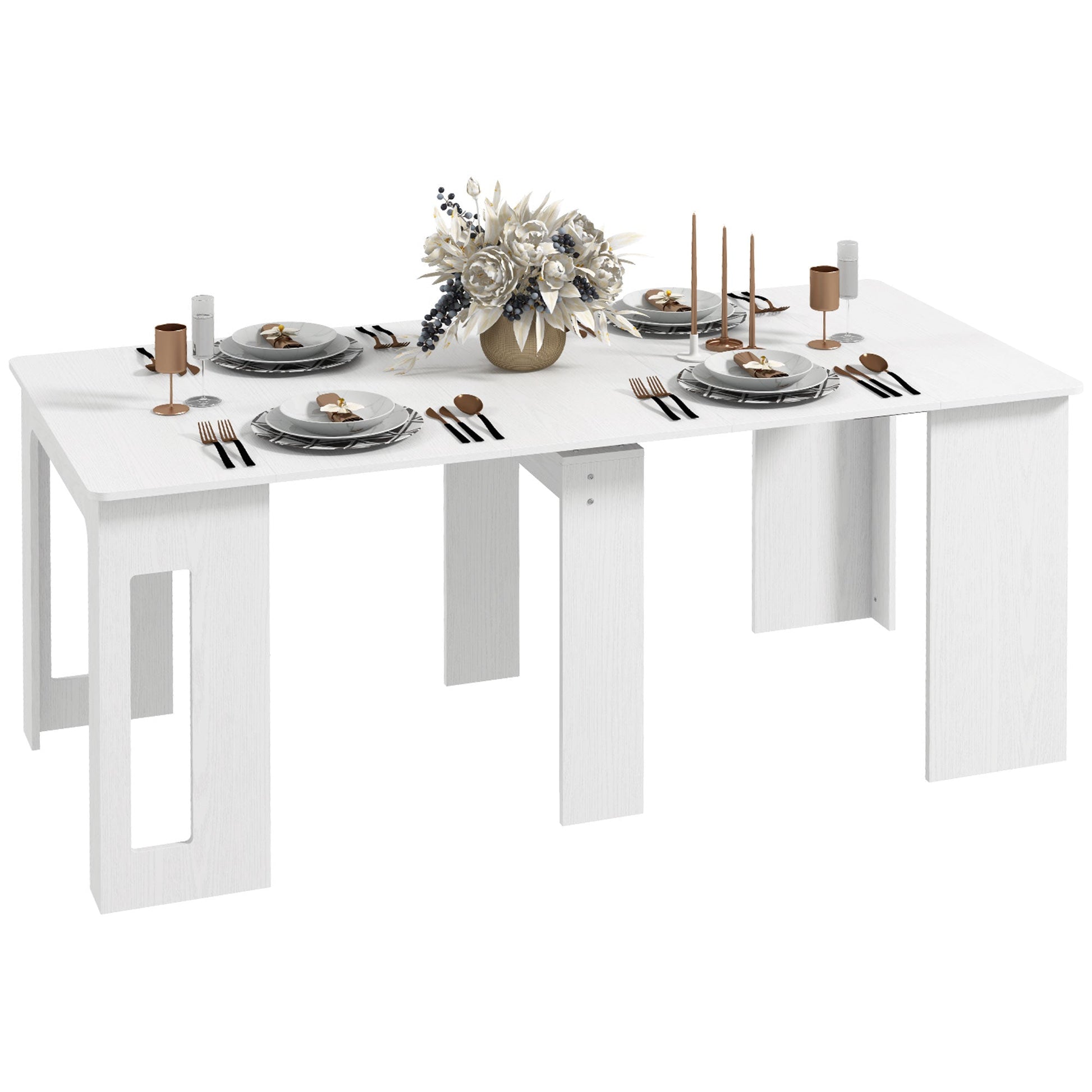 Foldable Table, Extendable Dining Table, Kitchen Table for Small Spaces, Seats up to 6 People, White Bar Tables & Dining Tables White  at Gallery Canada