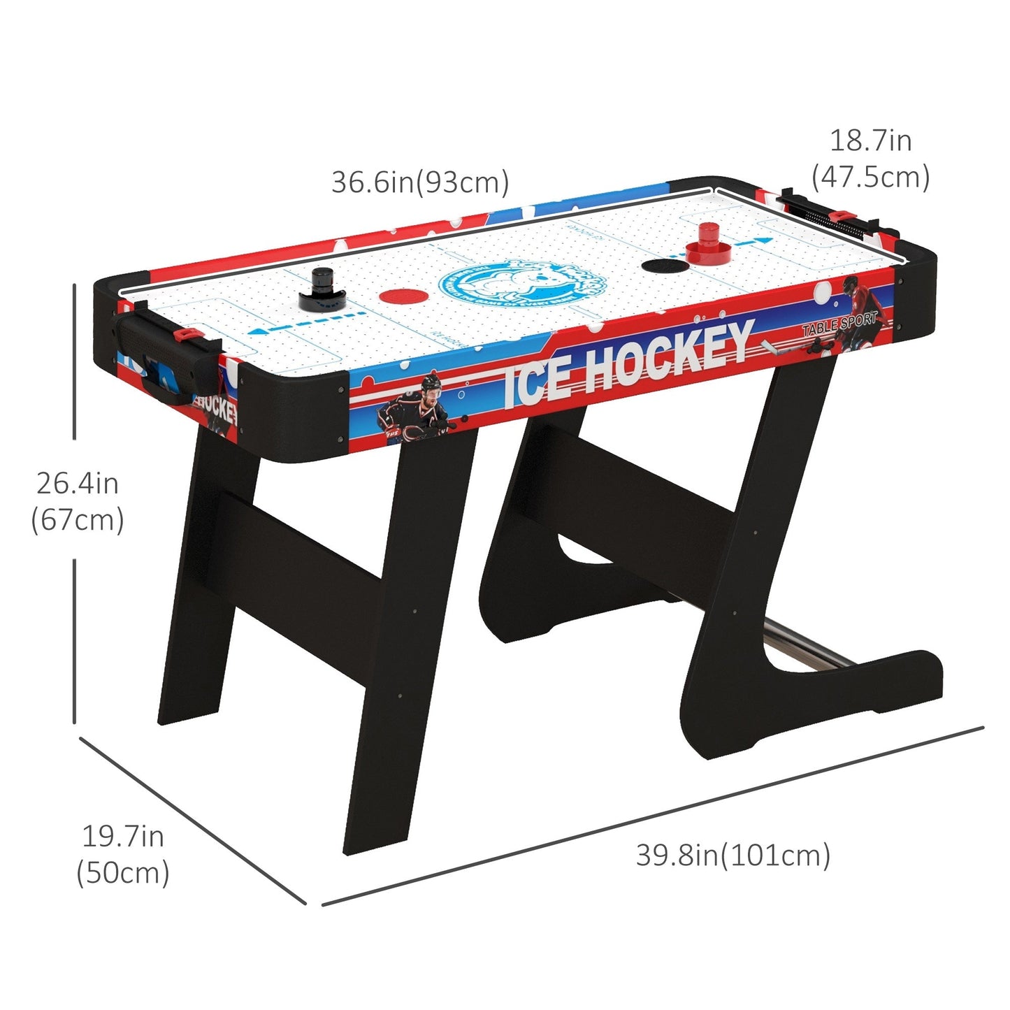 Folding Air Hockey Table 40" Arcade Table with 2 Pucks, 2 Pushers, Scoreboard for Family Game Room, Living Room, White Game Tables   at Gallery Canada