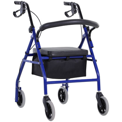 Folding Aluminum Rollator Walker with Adjustable Handle Height, Cushioned Flip Up Seat and Convenient Storage Bag, Rolling Wheels with 2 Barker, Blue Knee Walker & Wheelchair Ramps Multi Colour  at Gallery Canada