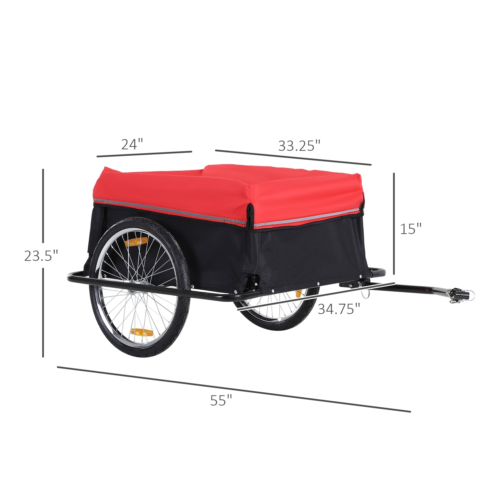 Folding Bicycle Cargo Trailer Cart Carrier Garden Use w/ Quick Release, Cover, Black/Red Bike Cargo Trailers   at Gallery Canada