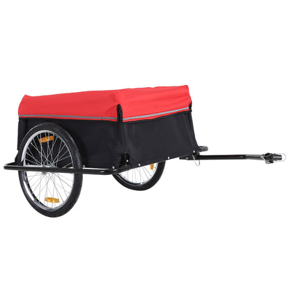 Folding Bicycle Cargo Trailer Cart Carrier Garden Use w/ Quick Release, Cover, Black/Red Bike Cargo Trailers   at Gallery Canada