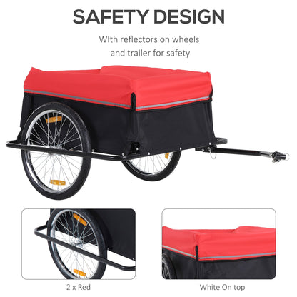 Folding Bicycle Cargo Trailer Cart Carrier Garden Use w/ Quick Release, Cover, Black/Red Bike Cargo Trailers   at Gallery Canada