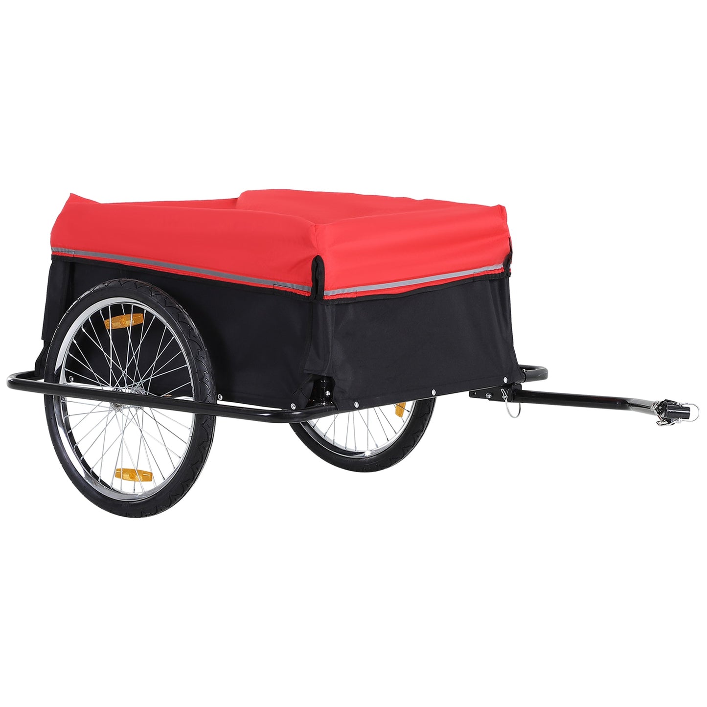 Folding Bicycle Cargo Trailer Cart Carrier Garden Use w/ Quick Release, Cover, Black/Red Bike Cargo Trailers Red and Black  at Gallery Canada