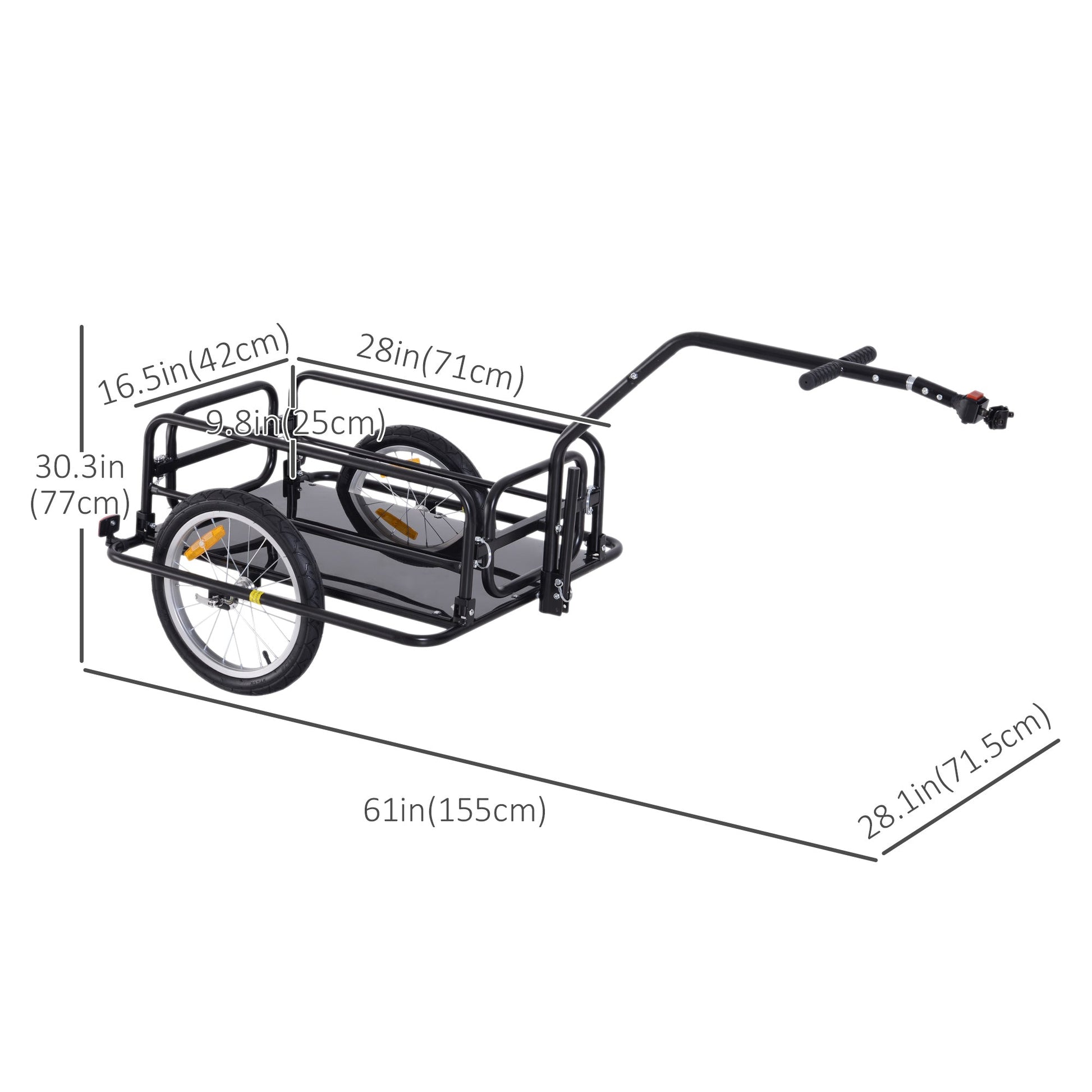 Folding Bicycle Cargo Trailer Utility Bike Cart Carrier Garden Patio Tool with Hitch Black Bike Cargo Trailers   at Gallery Canada