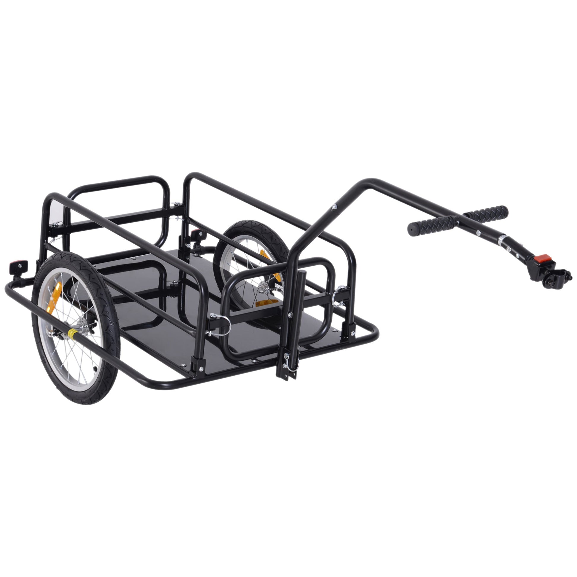 Folding Bicycle Cargo Trailer Utility Bike Cart Carrier Garden Patio Tool with Hitch Black Bike Cargo Trailers Black  at Gallery Canada