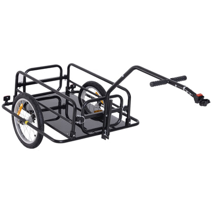 Folding Bicycle Cargo Trailer Utility Bike Cart Carrier Garden Patio Tool with Hitch Black Bike Cargo Trailers Black  at Gallery Canada