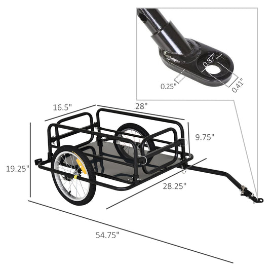 Folding Bicycle Cargo Trailer Utility Bike Cart Travel Luggage Carrier Garden Patio Tool New, Black - Gallery Canada
