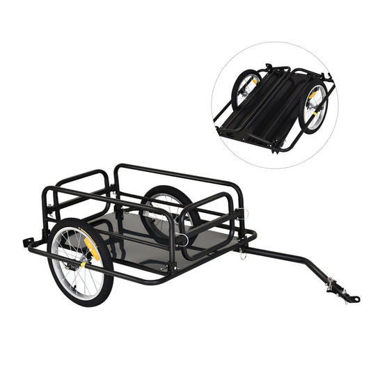 Folding Bicycle Cargo Trailer Utility Bike Cart Travel Luggage Carrier Garden Patio Tool New, Black - Gallery Canada
