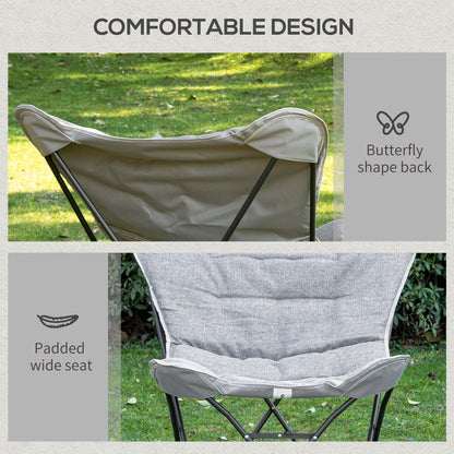 Folding Camping Chair, Oversized Padded Lawn Chair w/ Steel Frame for Outdoor, Beach, Picnic, Hiking, Travel, Light Grey Picnic Tables & Camping Chairs   at Gallery Canada