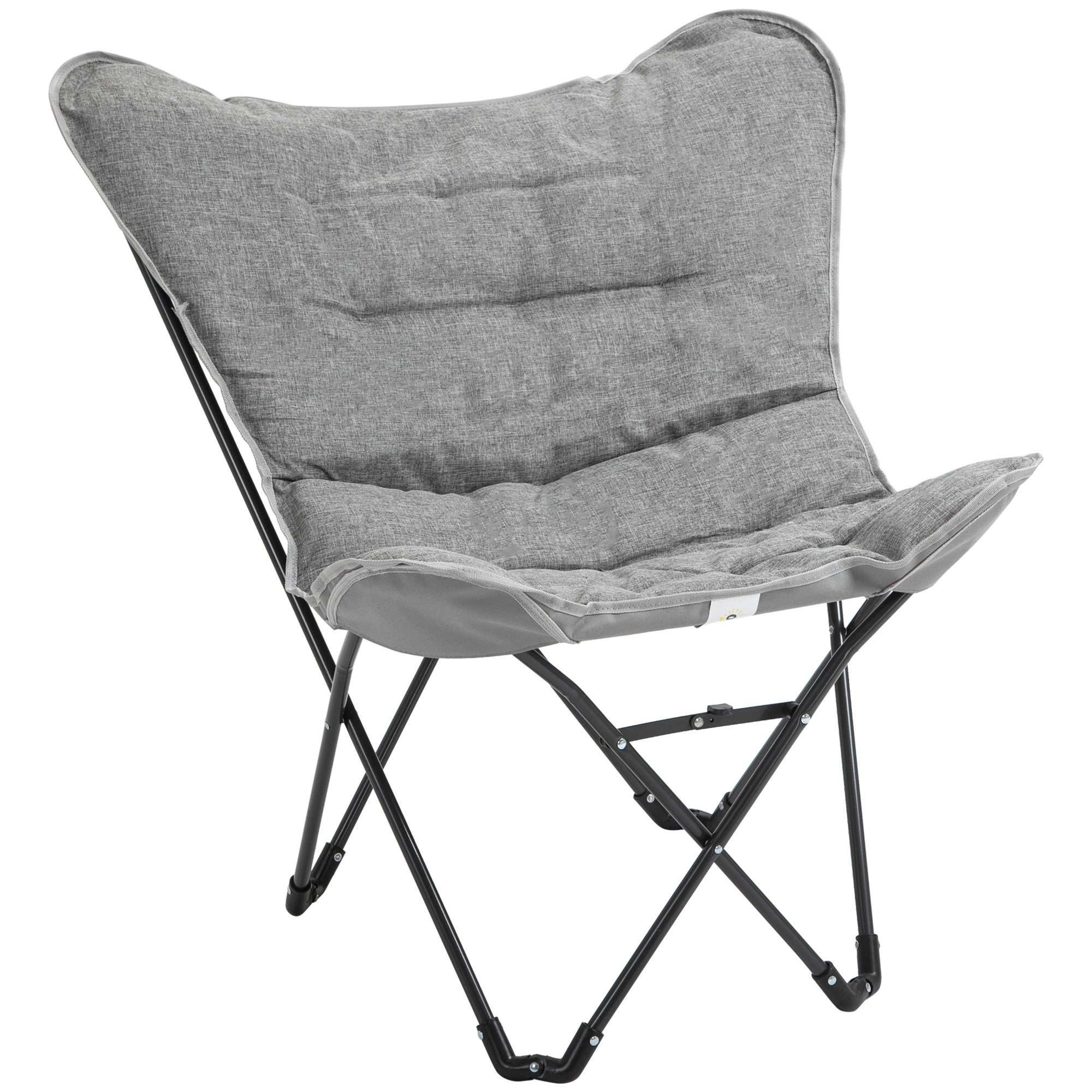 Folding Camping Chair, Oversized Padded Lawn Chair w/ Steel Frame for Outdoor, Beach, Picnic, Hiking, Travel, Light Grey Picnic Tables & Camping Chairs Light Grey  at Gallery Canada