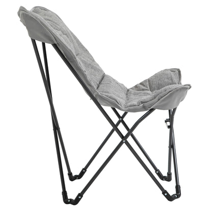 Folding Camping Chair, Oversized Padded Lawn Chair w/ Steel Frame for Outdoor, Beach, Picnic, Hiking, Travel, Light Grey Picnic Tables & Camping Chairs   at Gallery Canada