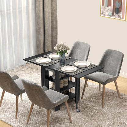 Folding Dining Table with Storage, Drop Leaf Kitchen Table for Small Spaces, Black Bar Tables & Dining Tables   at Gallery Canada